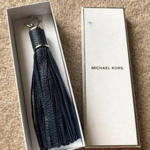NEW $58 Michael Kors Black Leather Tassel Keychain